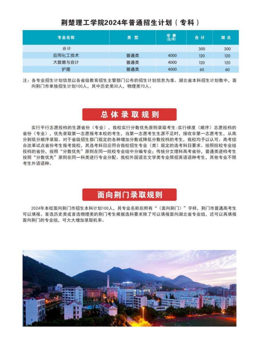 荊楚理工學(xué)院2024年報(bào)考指南
